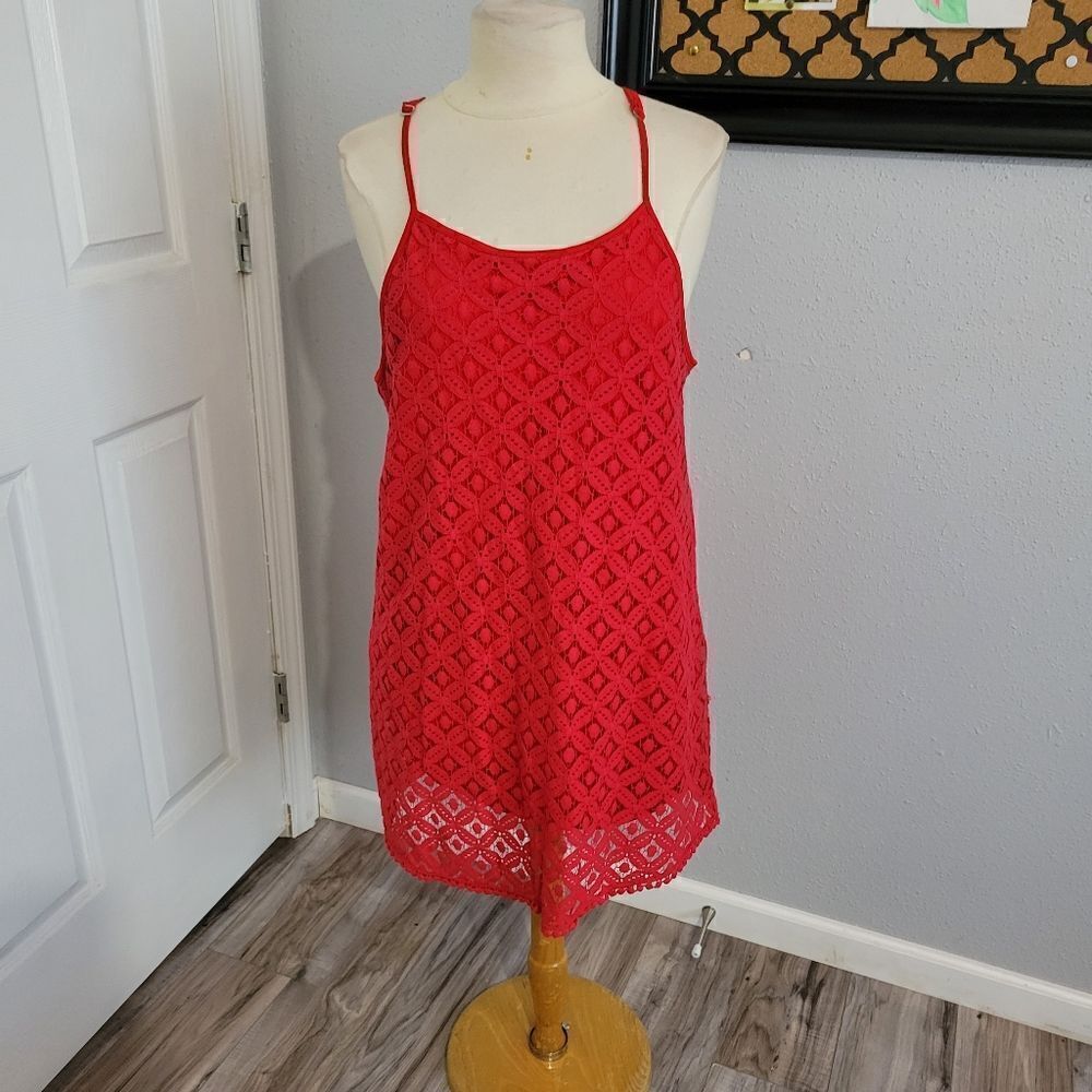 C label red dress crochet overlay size large - Picture 5 of 7